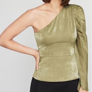 BCBG One Shoulder Peplum Top